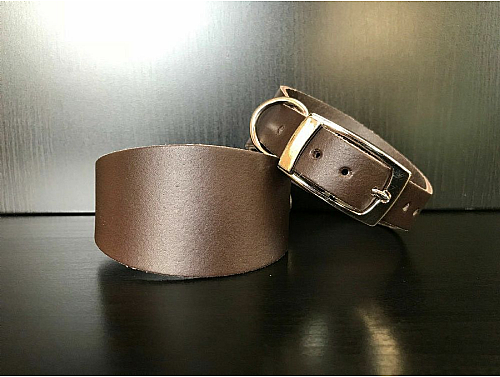 Riveted - Dark Brown - Whippet Leather Collar - Size M